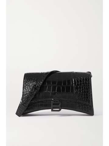 BALENCIAGA Hourglass croc-effect leather shoulder bag