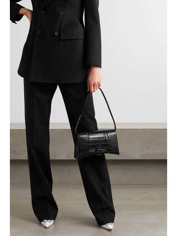 BALENCIAGA Hourglass croc-effect leather shoulder bag