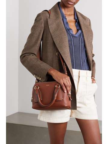 CHLOÉ Daria small textured and smooth leather tote