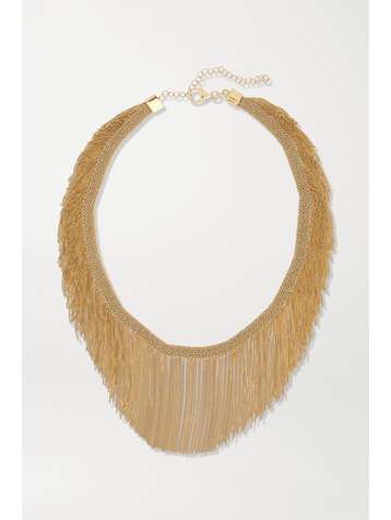 CAROLINA BUCCI Fringe 18-karat gold and silk necklace
