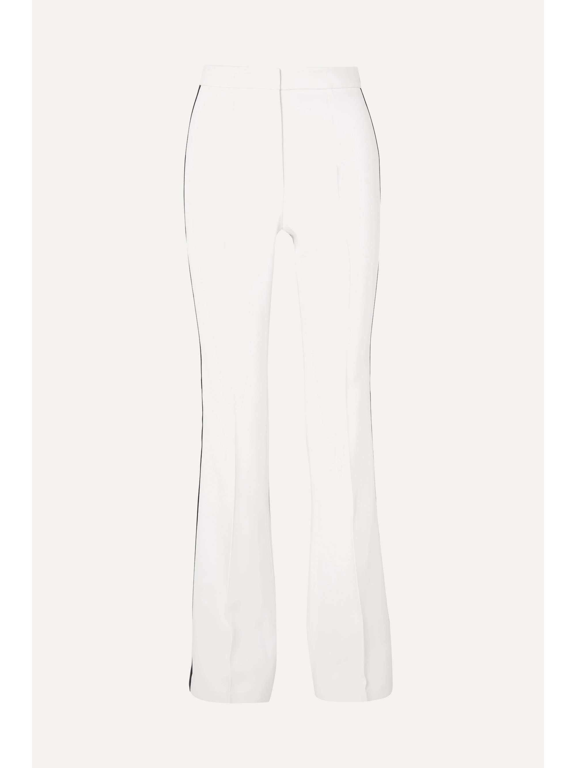 White Striped crepe flared pants 
