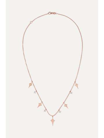 DIANE KORDAS Shield 18-karat rose gold diamond necklace