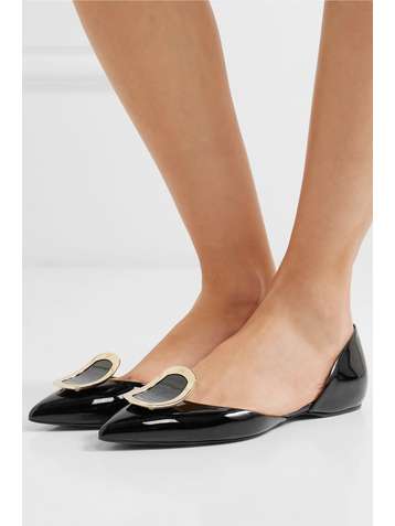 ROGER VIVIER Dorsay patent-leather point-toe flats