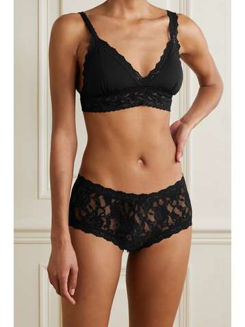HANKY PANKY Signature set of three stretch-lace boy shorts