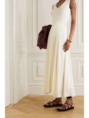 AKRIS Pleated bouclé maxi skirt