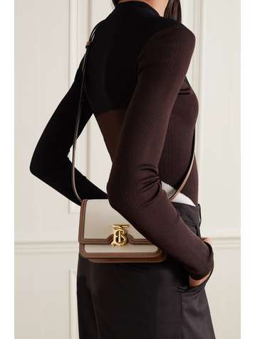BURBERRY Mini leather-trimmed canvas shoulder bag