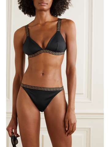 VERSACE Jacquard-trimmed triangle bikini top