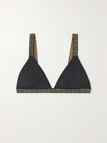 VERSACE Jacquard-trimmed triangle bikini top