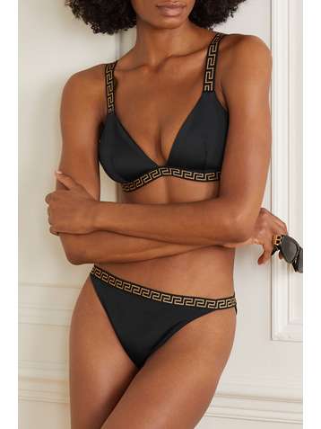 VERSACE Jacquard-trimmed bikini briefs