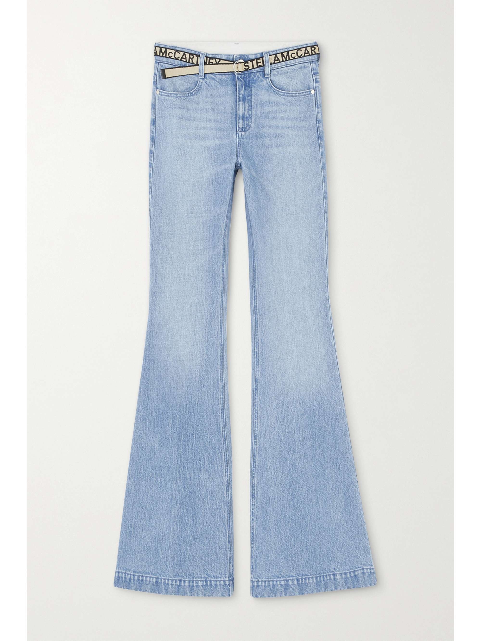 Light denim Salt & Pepper belted mid-rise flared jeans | STELLA 