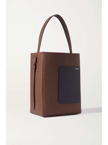 VALEXTRA Secchiello zweifarbige Schultertasche aus strukturiertem Leder