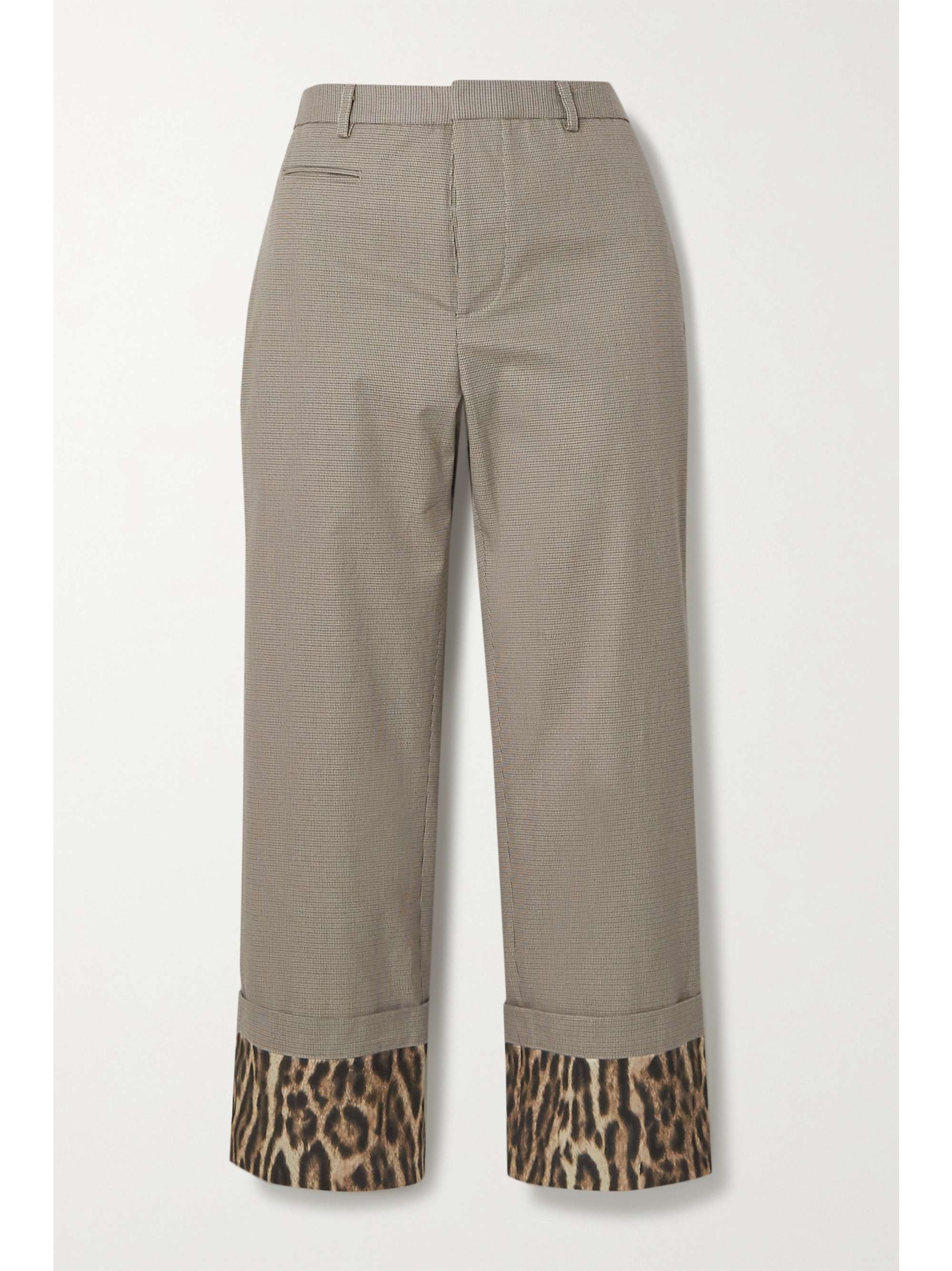 Gray Silk satin-trimmed houndstooth 