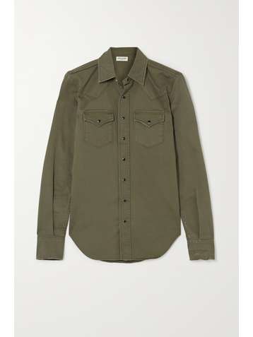 SAINT LAURENT Herringbone cotton shirt