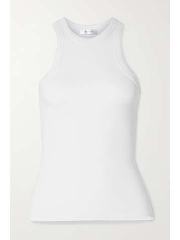 ANINE BING Débardeur en jersey de coton biologique mélangé côtelé Eva