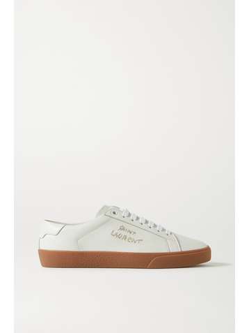 SAINT LAURENT Court Classic logo-embroidered leather sneakers