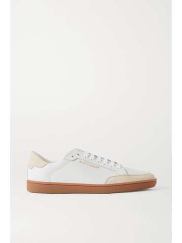 SAINT LAURENT Court Classic perforated leather and suede sneakers