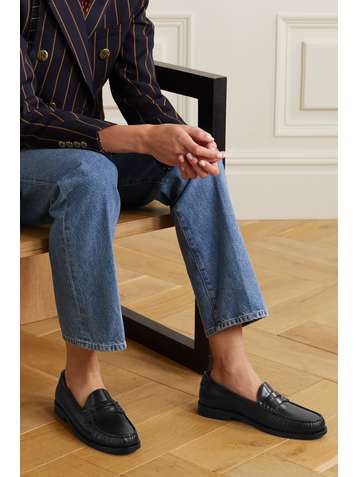 SAINT LAURENT Logo-appliquéd leather loafers