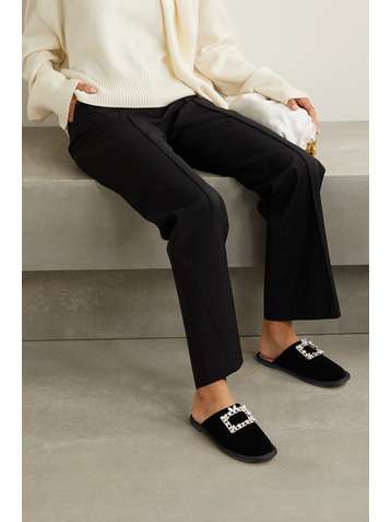 ROGER VIVIER Hotel Vivier crystal-embellished velvet slippers