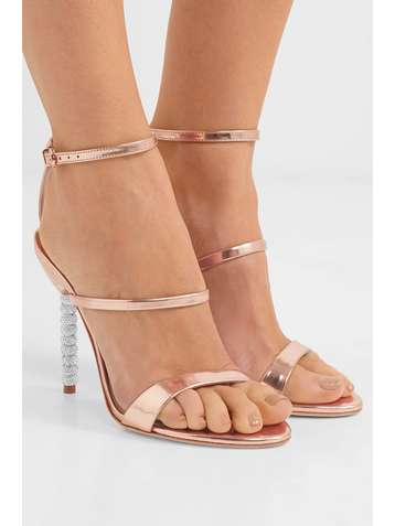 SOPHIA WEBSTER Rosalind crystal-embellished metallic leather sandals