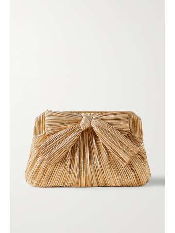 LOEFFLER RANDALL Rayne bow-embellished plissé-lamé clutch