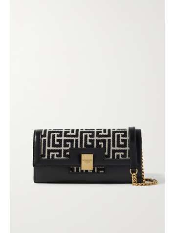 BALMAIN 1945 leather-trimmed jacquard shoulder bag