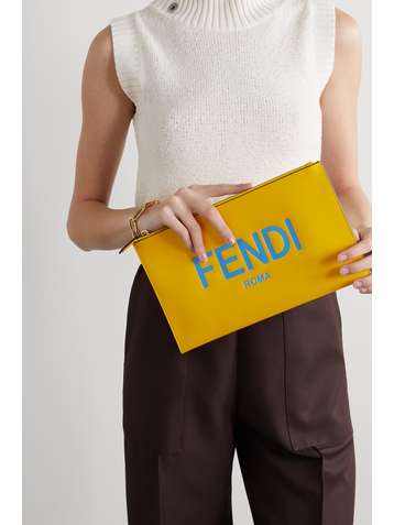 FENDI Debossed leather pouch