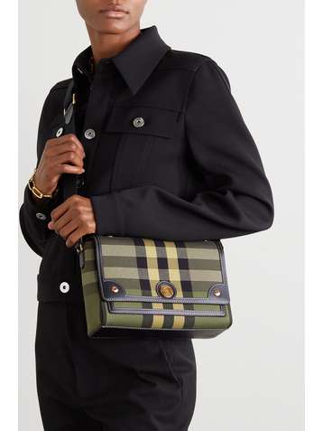 BURBERRY Sac porté épaule en toile à carreaux et finitions en cuir