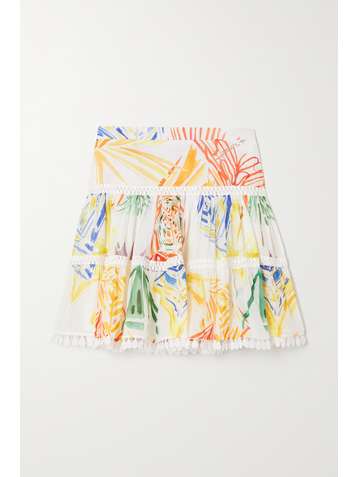 CHARO RUIZ Bridget tiered printed cotton-blend voile mini skirt