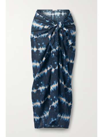 ULLA JOHNSON Paz tie-dyed cotton-blend voile pareo