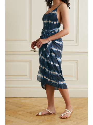 ULLA JOHNSON Paz tie-dyed cotton-blend voile pareo