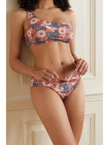 ULLA JOHNSON Reina one-shoulder floral-print bikini top