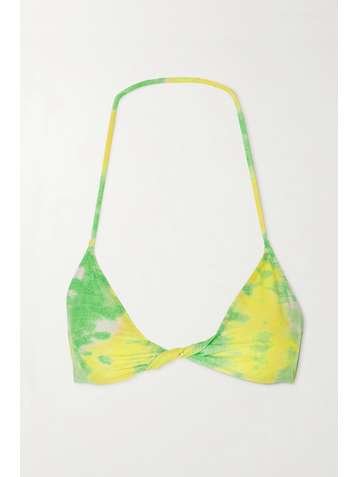 GANNI + NET SUSTAIN bedrucktes Bikini-Oberteil aus recyceltem Stretch-Material und Twist-Detail