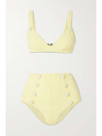 LISA MARIE FERNANDEZ + NET SUSTAIN Magdalena Bikini aus Seersucker