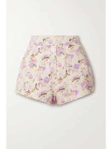 LOVESHACKFANCY Short en jersey de coton à imprimé fleuri et à effet vieilli Renato