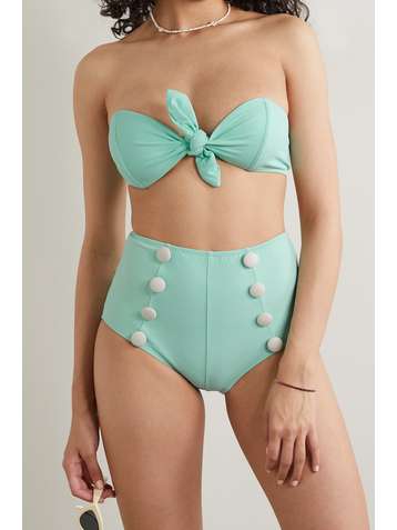 LISA MARIE FERNANDEZ + NET SUSTAIN Poppy Bikini aus Stretch-Crêpe zum Binden