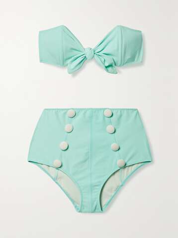 LISA MARIE FERNANDEZ + NET SUSTAIN Poppy Bikini aus Stretch-Crêpe zum Binden
