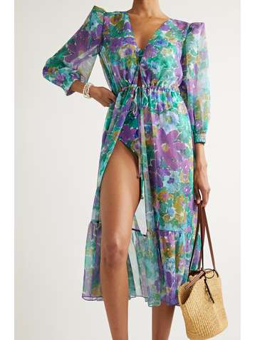 PATBO Gabi floral-print crepon midi dress
