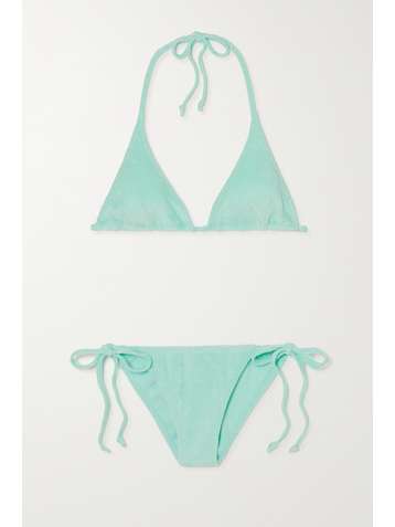 LISA MARIE FERNANDEZ + NET SUSTAIN Pamela Triangel-Bikini aus Stretch-Baumwollfrottee mit Neckholder