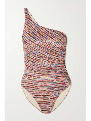 MISSONI Mare one-shoulder metallic crochet-knit swimsuit