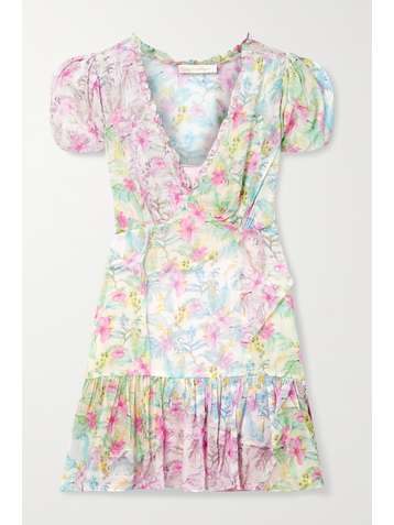 LOVESHACKFANCY Russ ruffled floral-print georgette mini dress