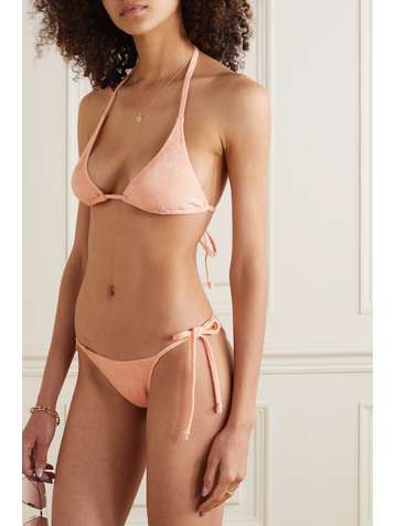 LISA MARIE FERNANDEZ + NET SUSTAIN Pamela Triangel-Bikini aus Stretch-Baumwollfrottee mit Neckholder