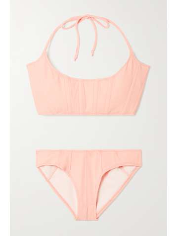 LISA MARIE FERNANDEZ + NET SUSTAIN Corset Neckholder-Bikini aus Stretch-Crêpe