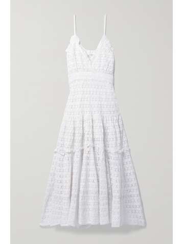 LOVESHACKFANCY Dua ruffled tiered crocheted cotton dress