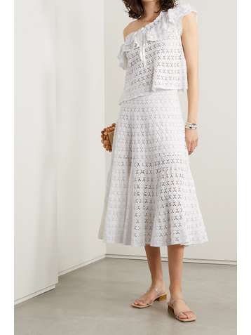 LOVESHACKFANCY Jupe midi en coton crocheté Mardi