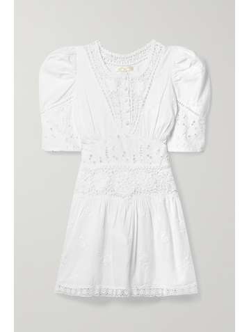 LOVESHACKFANCY Divine crochet-trimmed broderie anglaise cotton-voile mini dress