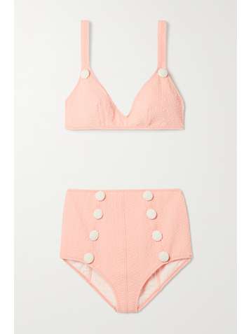 LISA MARIE FERNANDEZ + NET SUSTAIN Magdalena Bikini aus Seersucker