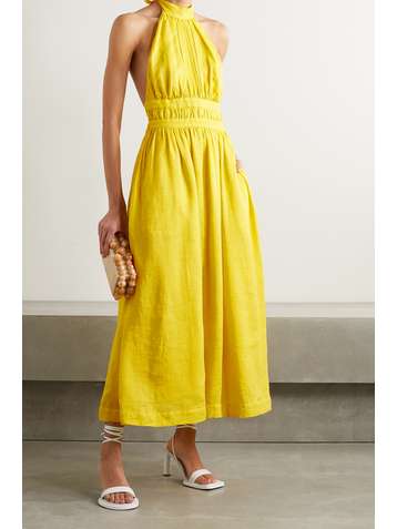 ZIMMERMANN Shelly linen halterneck midi dress
