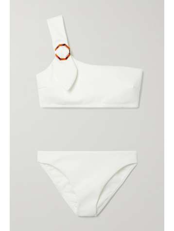 ZIMMERMANN Teddy Bikini mit asymmetrischer Schulterpartie und Verzierung