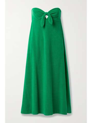 ZIMMERMANN Teddy strapless tie-front cotton-terry midi dress