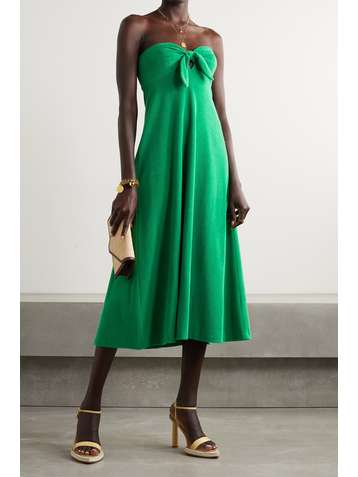 ZIMMERMANN Teddy strapless tie-front cotton-terry midi dress